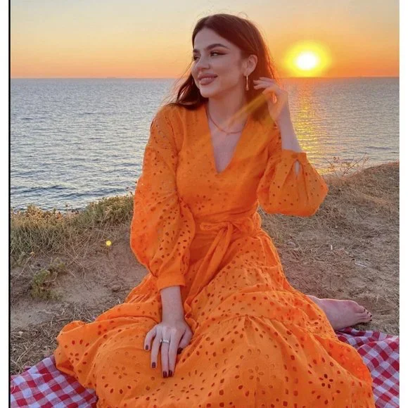 Orange Neon Zara Sweater Zara Crocheted Tie Front Open Sweater Top